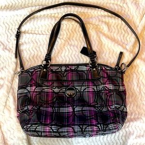 Coach Glitter Plaid Satchel / Crossbody Shoulder Bag